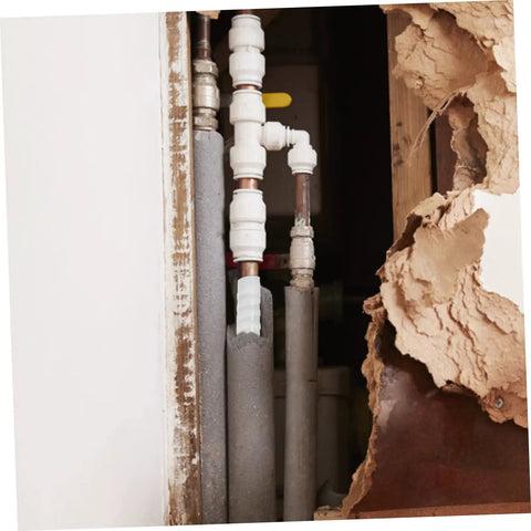 Two-Pack Flexible Seal Tape For Plumbing Repairs on exposed pipes, showing self-adhesive rubberized silicone sealant in use.