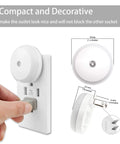 Blue LED Night Light Plug In Dusk To Dawn Sensor Small Round Nightlight showing compact design and plug dimensions