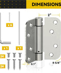 Front view: JOYNY 3-pack 4-inch brushed nickel self-closing door hinges with screws