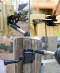 Heavy Duty Beefy Self Locking Gate Latch for Wooden Fences with Automatic Gravity Lever Longer Fasteners Pull String Black Finish