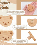 Bear Shaped Wooden Knobs 6 Pieces Single Hole Beech Wood Cabinet Handles Polished Smooth For Drawers And Cupboards with details