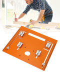 Rock Solid Circular Saw Base Plate Featuring Dead On Accurate Scale Markings For Smooth Router Table Insert and Clean Woodworking Cut Setup With Killer Mounting Hardware, orange mounting plate with scoring guides.