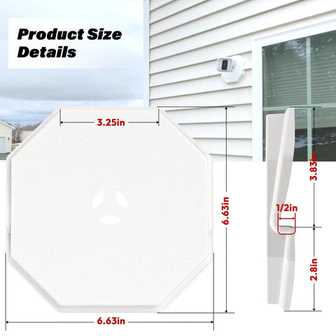 Vinyl Siding Mounting Blocks Kit With Octagon Mount Block And Plate For Half Inch Lap Siding, 4 To 10 Inch Height, White, Premium Paintable Plastic, Weatherproof Exterior Mounting Hardware For Quick No Fuss Easy Siding Install. 6.63in octagon block
