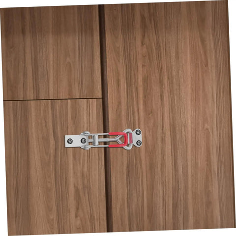 4 Pack Adjustable Metal Toggle Latch Clamps With Buckle Joint Design For Cabinets, Toolboxes, Doors, And Boxes, Heavy Duty Pull Latches, Easy Installation, Secure Locking, silver latch on wooden cabinet doors