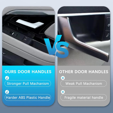 Comparison of Mercedes Interior Door Handle Repair Kit vs other handles, highlighting stronger mechanism and durable ABS plastic for C-Class and GLK models.