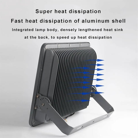 JUDYSSY 100-500W Led Flood Light Outdoor, Super Bright Led Security Light Ip66, 150W，300W showing aluminum heat sink design.