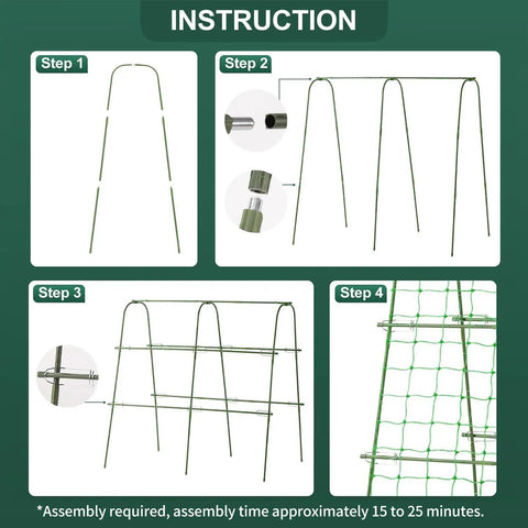 Assembly instructions for Cucumber Trellis for Raised Garden Bed, Rustproof Metal Garden Arch Trellis for Climbing Plants Support.