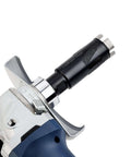 Diamond core drill bit, 1-3/8 in, 5/8-11 thread, installed on blue power drill