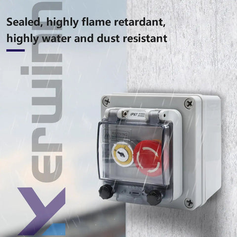 Button Box With Red Emergency And Green Momentary Stop Switch For Industrial Use IP67 Outdoor Waterproof ABS Plastic Enclosure