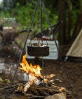 Campfire Tripod Grill Stand With Adjustable Height Ultra Portable Aluminum Cooking Gear For Camping fits pots over flames
