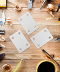 Stainless Steel Flat Corner Brackets 30 Pack With Holes For Furniture Repair And Support on wooden workbench with tools.