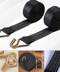 Heavy Duty Ratchet Straps 8000 Lbs Break Strength, 6600 Lbs Working Load Limit, 2 Inch By 27 Foot Black Tie Down Straps with Double J Hooks