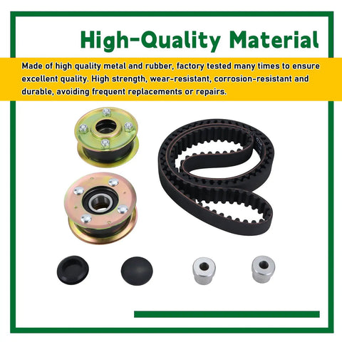 Mower Idler Pulley And Deck Belt Kit For 30 Inch Deck Walk Behind Mowers, 44 Inch Cogged Drive Belt With 140 Teeth, Three Quarters Inch Wide