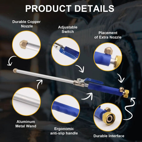 Product details of High Pressure Hose Nozzle With Dual Nozzles Power Washer Wand Leak Proof Hose Attachment