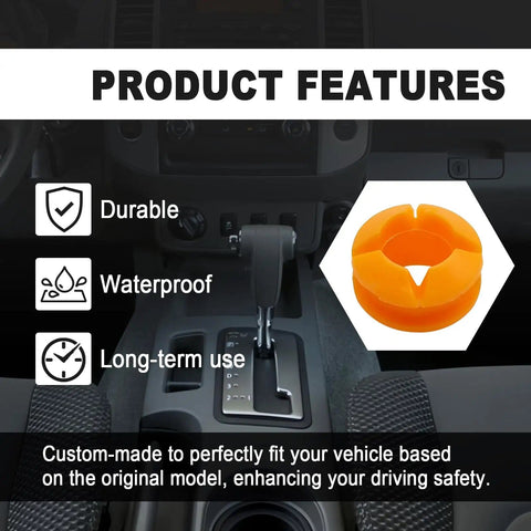 Two Pack Orange Transmission Shift Cable Bushing Repair Kit For Nissan Armada Pathfinder Xterra Titan Frontier QX56 QX80 Equator 2004 Through 2022 Auto Parts OE Replacement 134193 shown with waterproof and durable features.