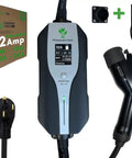 Tesla Level 2 EV Charger 240V 32A And 40A Dual Rate NEMA 14-50 Home EVSE shown with cord and accessories