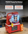 Electric Hydraulic Pump Power Pack 750W 10000 PSI 120V with solenoid valve on workbench in workshop setting