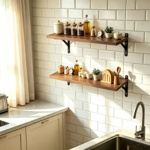 Floating Shelves Wall Mounted Set Of 2 With Heavy Duty Wood Construction Built To Last And Reinforced Anti Sag Brackets Includes 12 Hollow Wall Anchors And Complete Installation Kit For Drywall And Concrete, walnut kitchen shelves