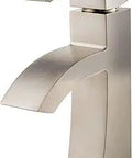 Bernini Single Control 4 Inch Centerset Bathroom Faucet in Brushed Nickel with 1.2 GPM flow, modern design side view