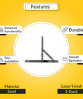Concealed Casement Hinge, Upper Left Lower Right Type, E-Gard Finish, Stainless Steel, 10 Inch Track, 4 29/32 Inch Arm Size