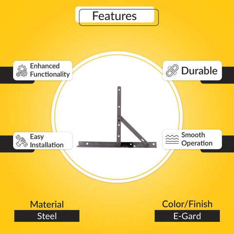 Concealed Casement Hinge, Upper Left Lower Right Type, E-Gard Finish, Stainless Steel, 10 Inch Track, 4 29/32 Inch Arm Size
