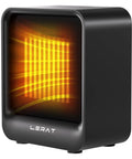 Compact 1200W PTC Ceramic Space Heater For Indoor Use Crazy Fast Heat Desk Warmer with glowing element in black casing