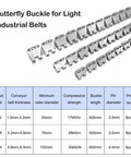 24 Inch Stainless Steel Butterfly Conveyor Belt Fastener With Four Connecting Pins Low Profile Lacing Splice with various sizes.