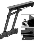 Super Strong Cold Rolled Steel Gas Lift Table Hinges 1 Pair Handles shown in black with lift mechanism for home decor install.