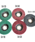 Super Tough 5 Inch Nylon Fiber Flap Disc With 125mm Size And 22mm Arbor Fits Your Angle Grinder For Blasting Metal Smooth Finishing High Grinding Power, assorted grit types