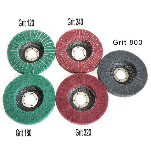 Super Tough 5 Inch Nylon Fiber Flap Disc With 125mm Size And 22mm Arbor Fits Your Angle Grinder For Blasting Metal Smooth Finishing High Grinding Power, assorted grit types