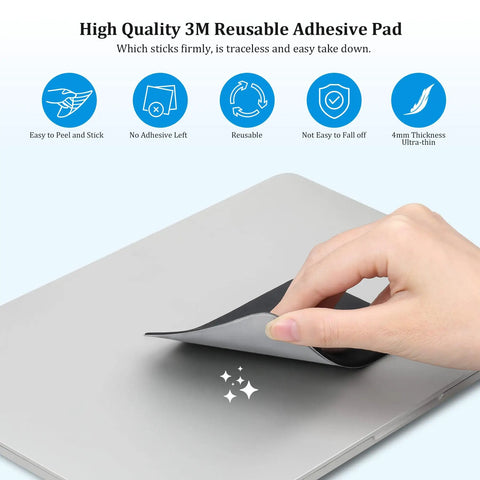 Two Pocket Portable SSD Sleeve For Laptops With Reusable Adhesive, demonstrating high quality 3M adhesive on device surface.