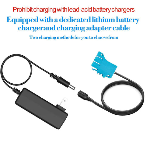 Charger and conversion cable for 12V 20Ah Li-Ion Battery Pack For Peg Perego John Deere Ride-On Toys Gator And Tractor