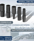 Five Stepped Transmission And Transaxle Plugs Kit For Most Domestic And Import Cars Universal Leak Proof Plug Set For Transmissions And Transaxles Built Tough Easy Install Fits Wide Range Of Vehicles, five black stepped plugs