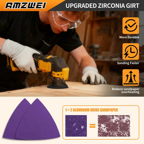 Pro Grade 266CS Zirconia Oscillating Tool Sanding Kit in use on wood surface