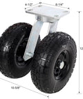 10 Inch Dual Flat Free Swivel Caster Ready To Roll Built Tough For Rough Floors 660 Lb Heavy Load Capacity PU Foam Wheel With Roller Bearing Zinc Plated Industrial Swivel Wheel For Fragile Equipment Transport, dual 10-inch wheel, 12-1/2 in high