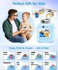 Dual Lens Instant Print Camera For Kids With 1080P Video And Zero Ink Printing Includes 32GB Card Blue Kid Friendly Toy Gift