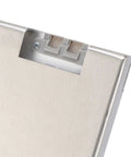 Close-up of Heavy Duty Recessed Floor Power Outlet Kit With Four Receptacles And A Stainless Steel Top showing sleek stainless steel finish.