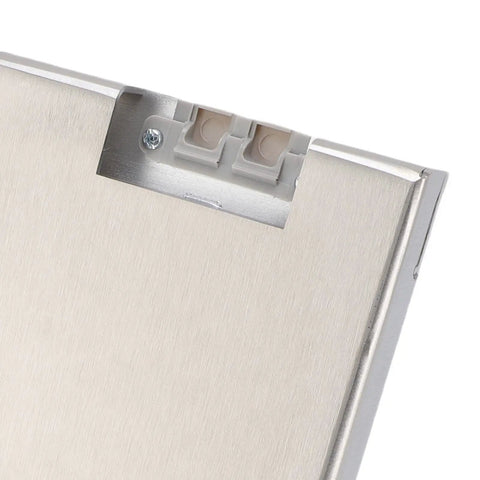Close-up of Game Changing Recessed Floor Electrical Outlet Kit Crafted From Premium Stainless Steel with dual power ports.