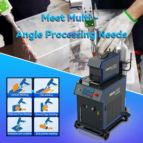 3000W Laser Welder Beast Mode 4 In One System For Metal with multiple welding angles and options on display.
