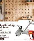 Edge Banding Machine 110V Portable Woodworking Tool With 2000W Power And Temperature Control shown in front view with specs