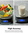 Ultra Slim Digital Kitchen Scale For Baking And Cooking, 11lb And 5kg Capacity, Grams And Ounces, Tare Function, Backlit LCD, Black And Stainless Steel