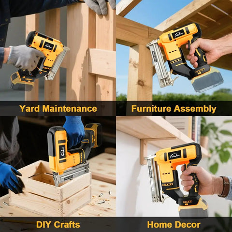 Smooth Operator 18 Gauge Cordless Brad Nailer And Stapler Brushless Design Works Like A Dream With DeWalt 20V Batteries used in yard maintenance and furniture assembly.