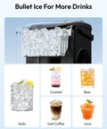 EUHOMY black countertop ice maker with handle.