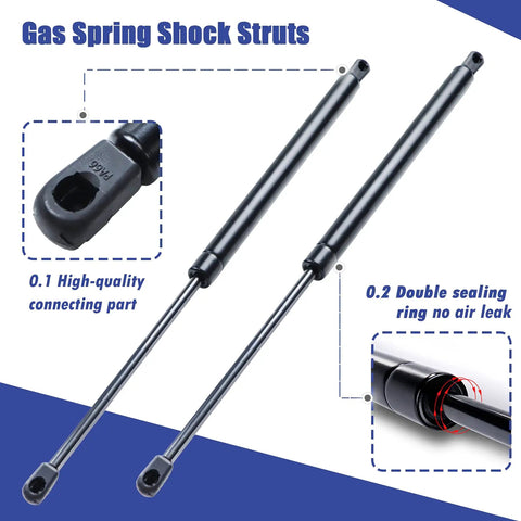 Two Pack 12 Inch Gas Spring Shock Struts Piston Lid Stay for toolbox lids with connecting part and sealing ring detail