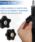Installed black star knob on vertical rod; 5/16-18 thread, 7-piece set with two loose knobs.