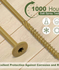 Close-up of Heavy-Duty Lag Screws 14 X 4-1/2 Inch, 50-Pcs Outdoor Structural Wood Screws with Flat Heads, Rust-Resistant Bronze Coated