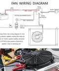 Wiring diagram for Premium 40 Amp 12V Cooling Fan Relay Thermostat Switch Kit for electric radiator setup.