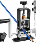 Dual Drive Wire Stripper Machine With Electric And Hand Crank Built For Scrap Copper Recycling, shown with accessories and wire.