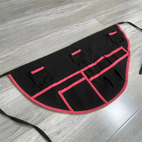Heavy Duty Workhorse Sewing Organizer Belt With Industrial Stitching And Multipocket Tailoring Girdle on a table with black and pink design.