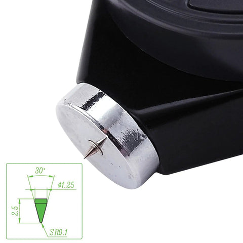 Portable Digital Hardness Tester 0 To 100 HD Shore D Durometer With Large LCD Display For Rubber Tires Plastics Thermoplastics Flooring And Bowling Balls Data Hold Zero Calibration Button Boss Level Accuracy Easy No Brainer To Use, close-up of cone tip